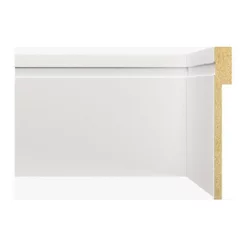 Kit Rodapé de MDF 5,4m Linear 12cm x 18cm x 1,80cm Barra de Sobrepor com Friso 1202 Branco Moldufama Branco