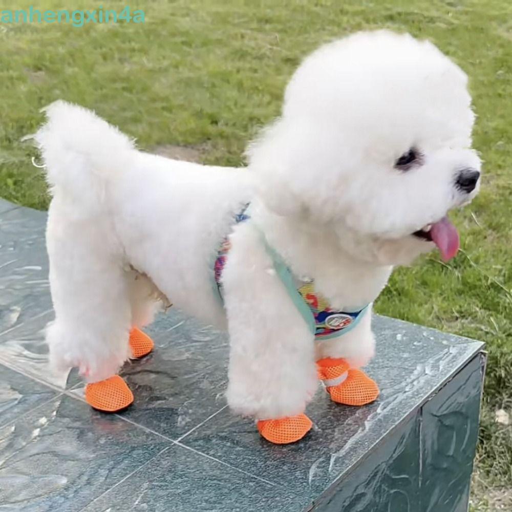 ANHENGXIN 4 Unidades/Conjunto Sapatos De Malha Para Cães , Rede Respiráveis E Resistentes Ao Desgaste Antiderrapantes Oc