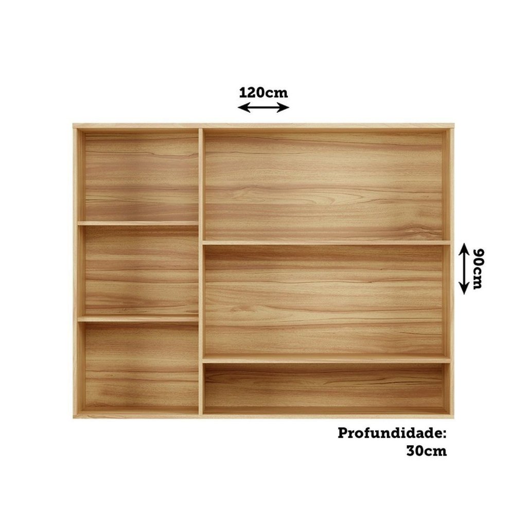 Detalhes do Armário Aéreo de Cozinha 120cm com 3 Portas Vidro Reflecta e Nicho 100% MDF Itália Espresso Móveis Amêndoa/Chumbo