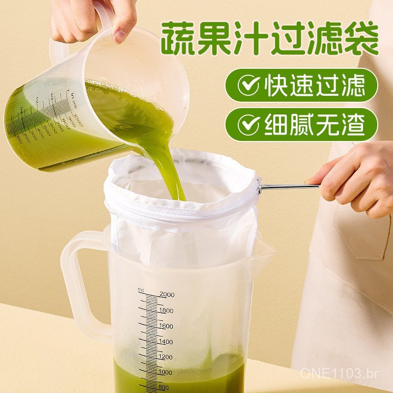 Saco filtrante para suco de frutas e vegetais, saco filtrante para chá com leite estilo Hong Kong, saco com anel de aço
