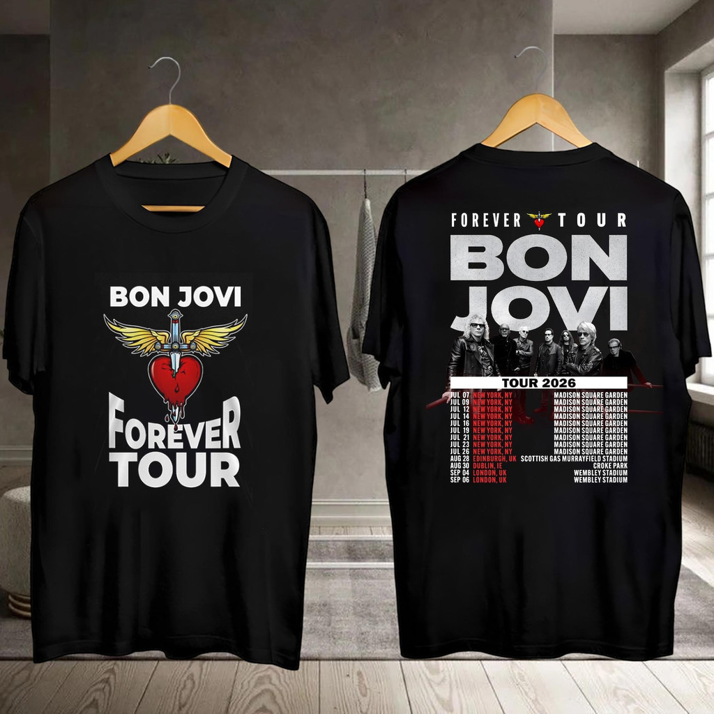 [Camiseta Premium em Algodão Puro]BOW 2026 Camiseta Unissex Bon Jovi Masculina Adulto - Estampa Clássica Confortável