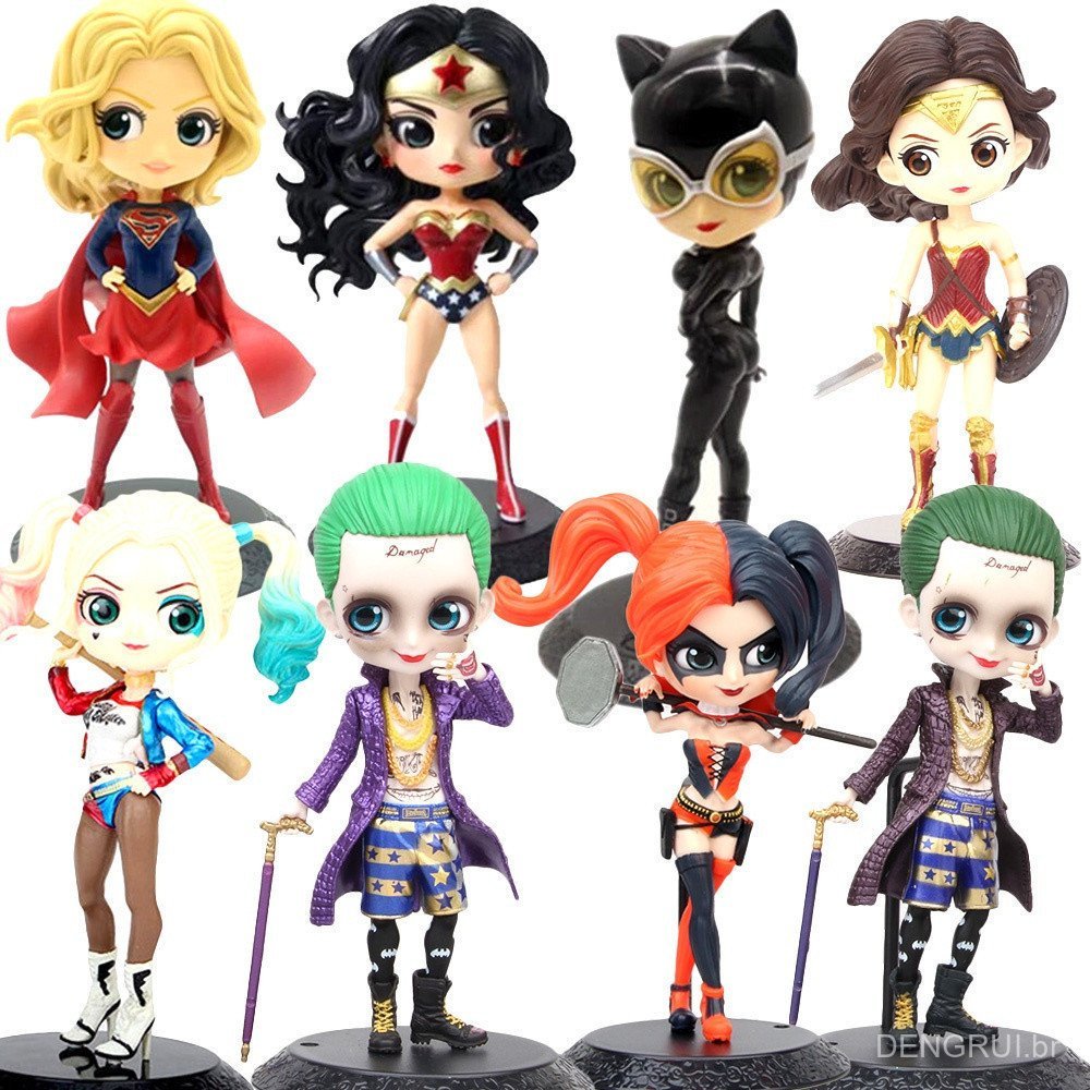 Figuras de Ação Qposket Harley Quinn, Joker, Mulher-Maravilha, Supergirl, Catwoman, Figuras Colecionáveis, Brinquedos In
