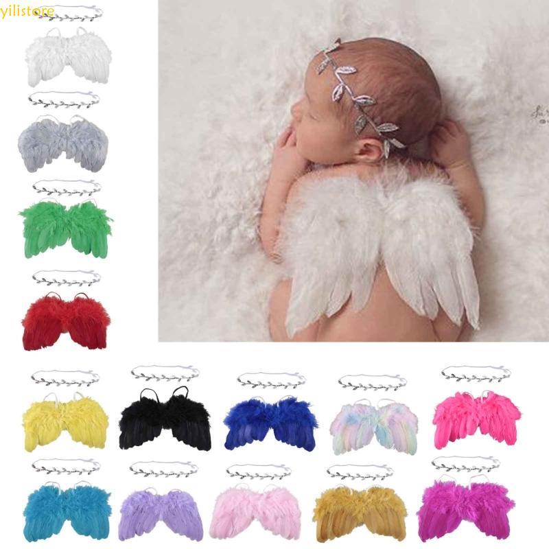yilistore Conjunto De Cocar E Asas De Bebê Fofos Para Bebês , Meninas , Meninos , Folhas , Faixa De Cabeça