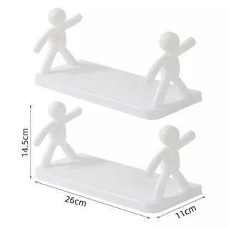 Kit 2 Prateleira Estante Bonequinho plástico com suporte decorativa banheiro cozinha C/ A…