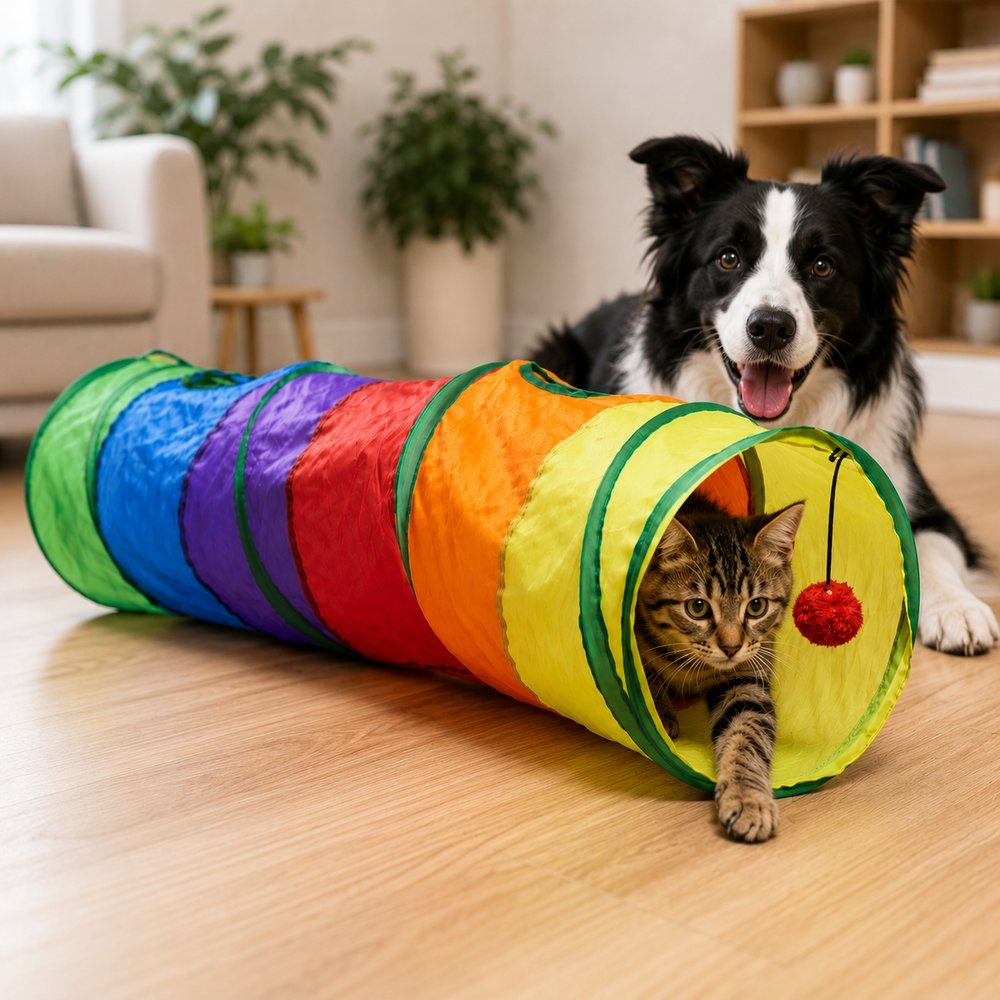 Túnel Colorido Para Pets 1,15m BUPPY PET Cachorro Gato Acessório Pet Animal de Estimação Conforto Pet