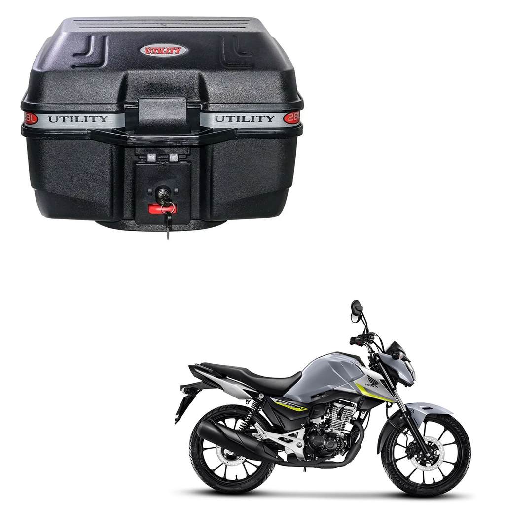 Baú Traseiro 28L Universal Glider para Moto Honda CG 160 Mottu Sport 110i Honda Pop 110i
