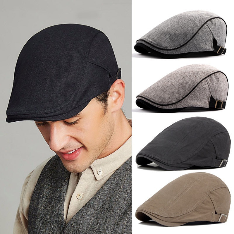 Boina/Chapéu Masculino Ajustável De Algodão Clássico Estilo Ocidental Com Aba Plana Para Primavera/Outono/Inverno