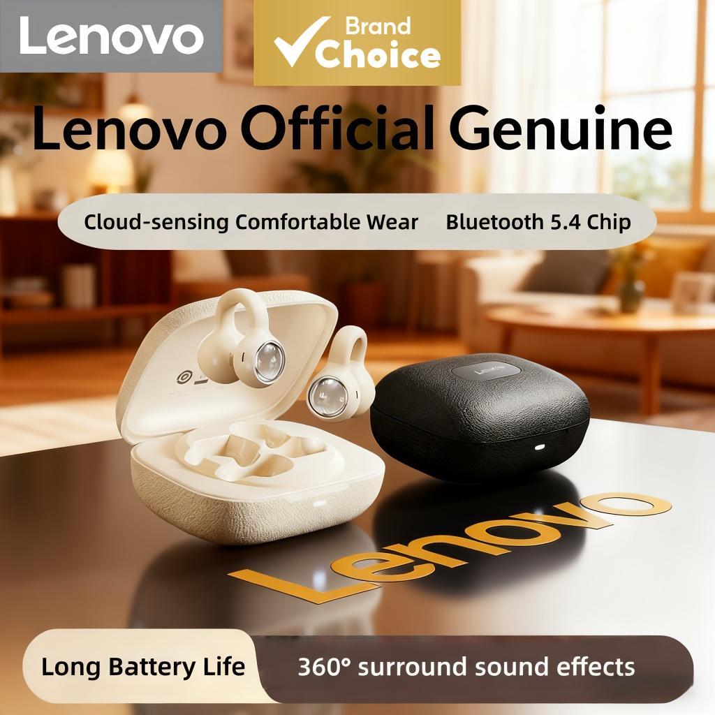 Fone de Ouvido Oficial Lenovo Open-Ear TWS Bluetooth 5.4 com Clipe de Orelha, Estojo de Couro, Esportivo, Sem Fio, com