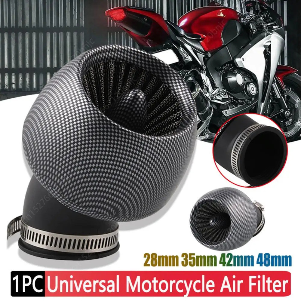 Filtro de Ar Universal para Motocicleta de 28mm/35mm/42mm/48mm em Fibra de Carbono para ATV Quad Moped Scooter Go Kart d