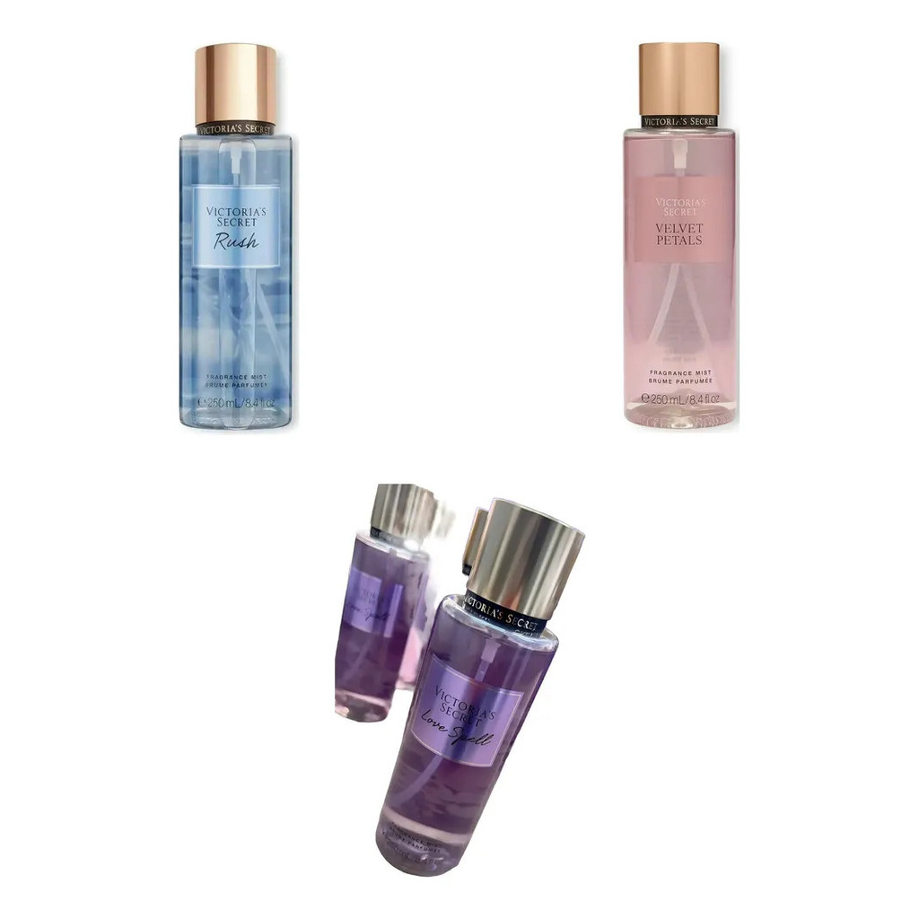 Kit Body Splash Rush Mist Floral Frutado 250ml + Velvet Petals Floral 250ml + Love Spell Floral 250ml