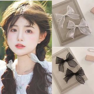 Influenciador acessórios para o cabelo Organza arco grampo de cabelo bonito Chiffon fio grampo de cabelo par clipe acess