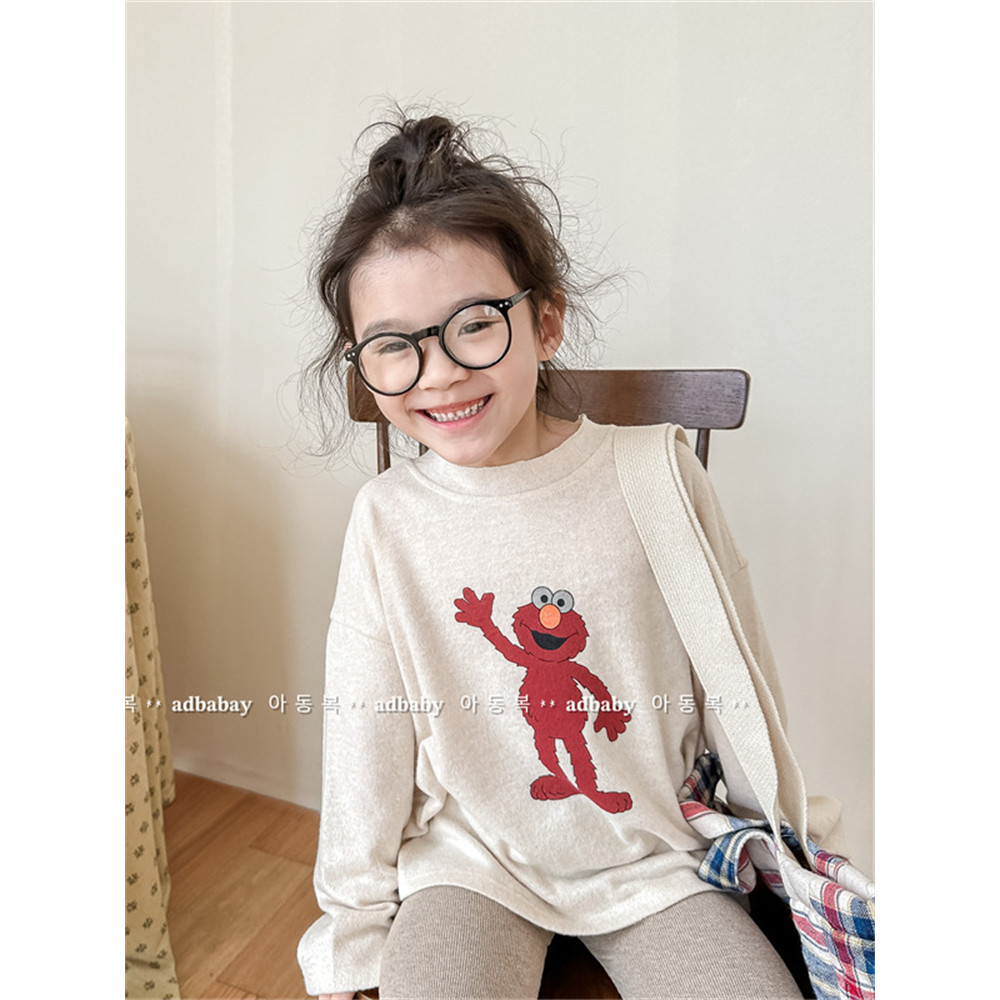 Crianças versão coreana camiseta de manga comprida primavera outono estilo meninos meninas solto All-Match moletom bebê 