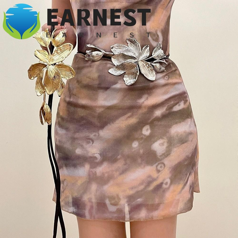 Cinto De Tulipa Dourada EARNEST , Corrente De Cintura Ajustável De Flor De Metal Vintage , Exagerado De Liga em Oferta na Shopee