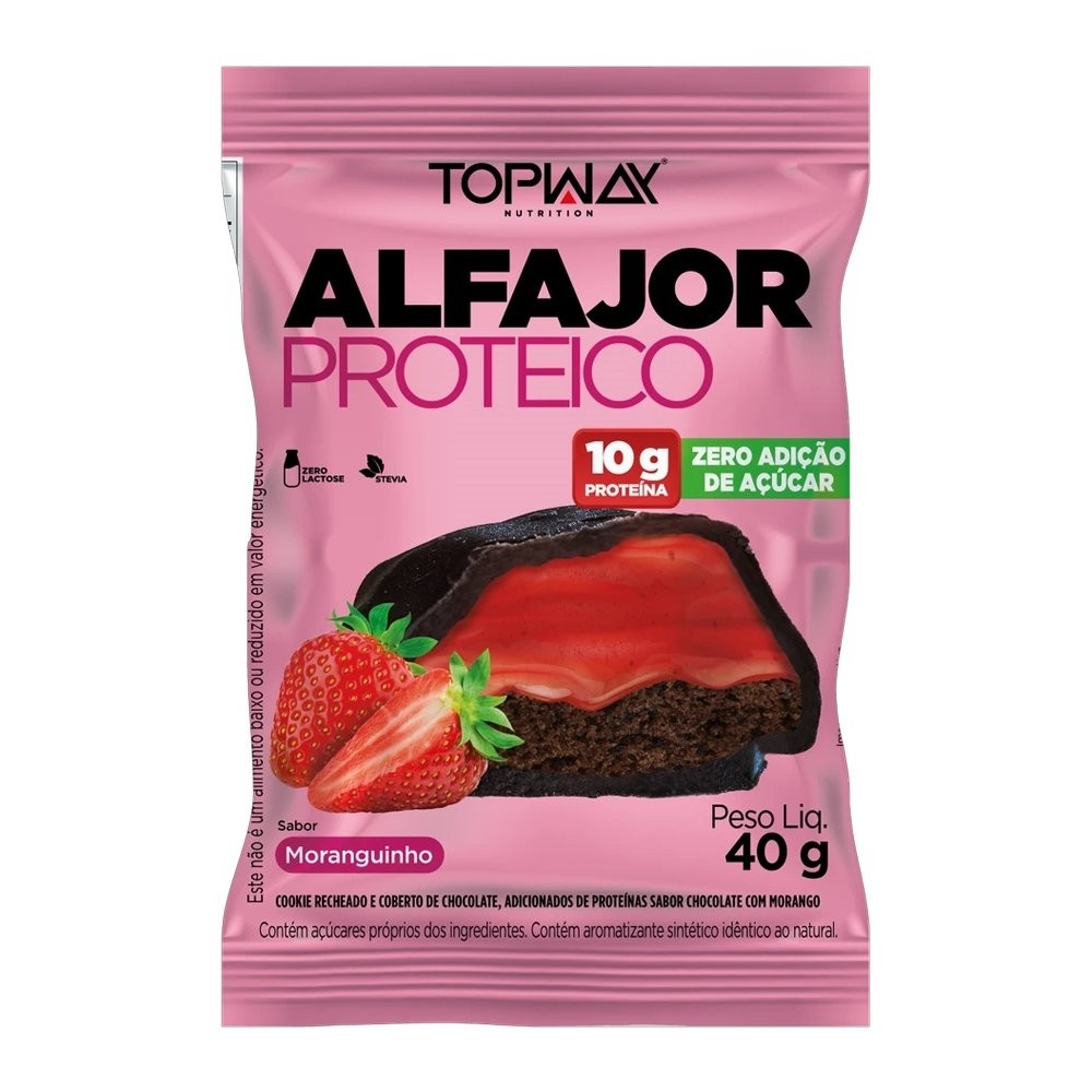 Alfajor Topway com Proteína Moranguinho 40g - Embalagem com 10 Unidades em Oferta na Shopee
