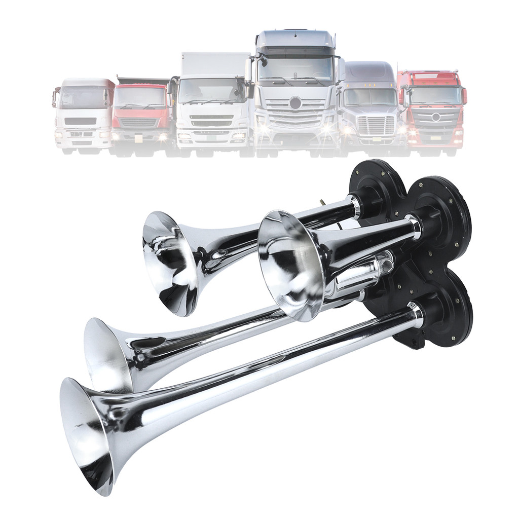 Buzina De Caminhão 24V Cromada 4 Cornetas Buzina Corneta Bratus Marítima Caminhão em Oferta na Shopee