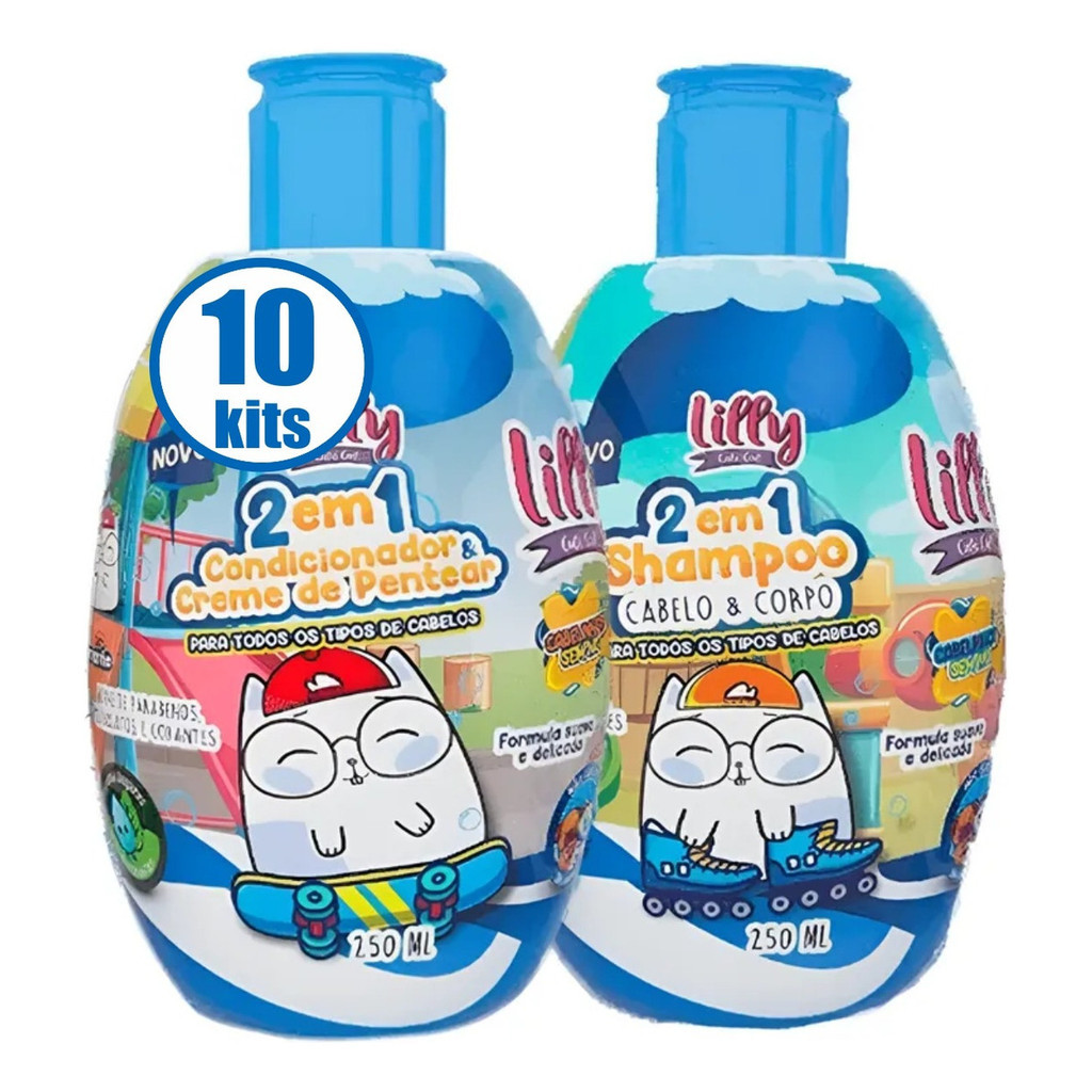 10 Kit Infantil Lilly Cute Cat Cosmético Shampoo Atacado