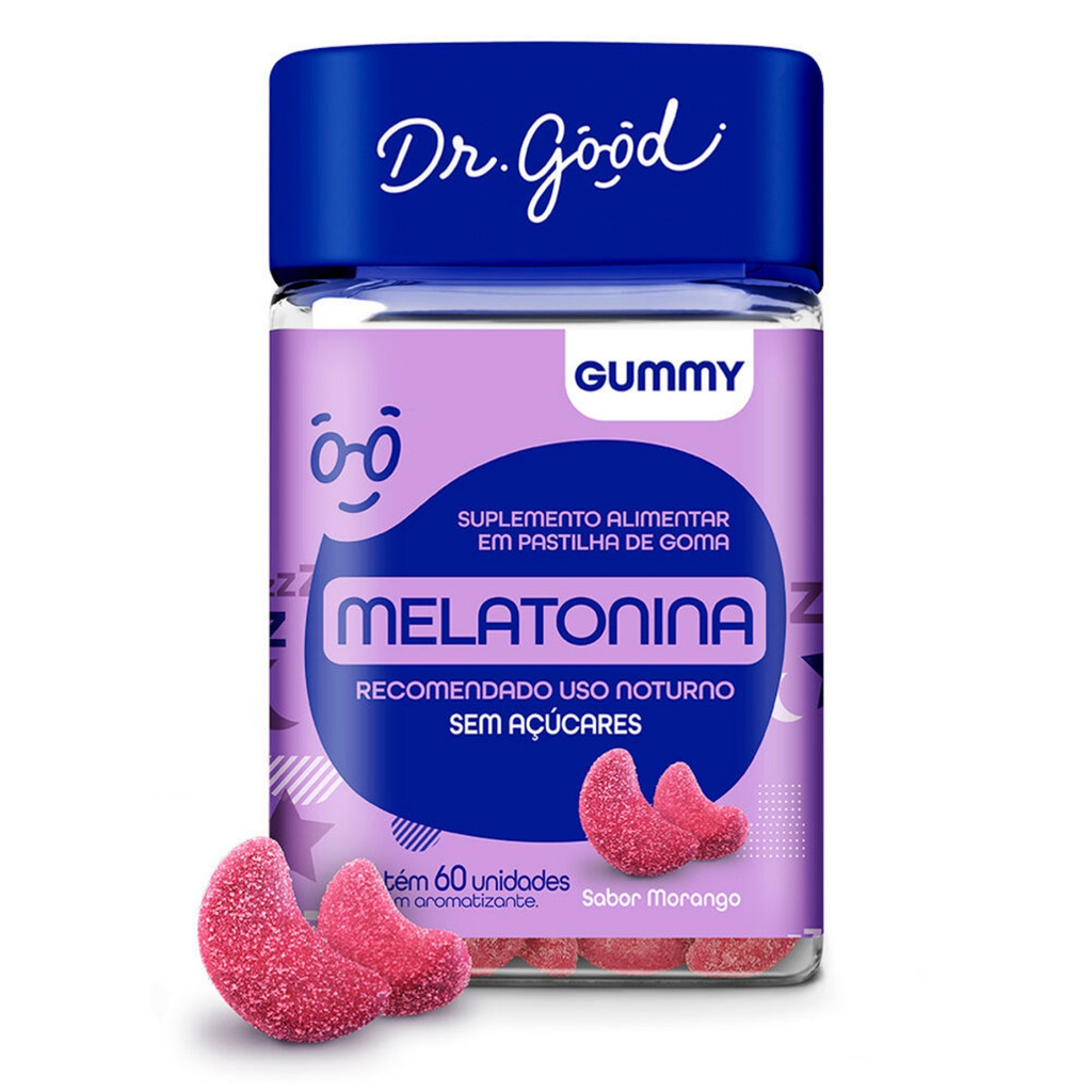 Dr. Good - Melatonina - 60 gomas - Morango em Oferta na Shopee