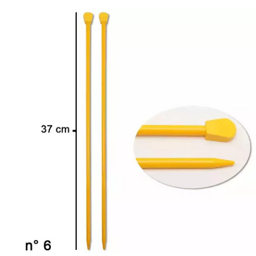Agulha para Tricô Milward Plástica Amarelo D973006 38X0,60cm