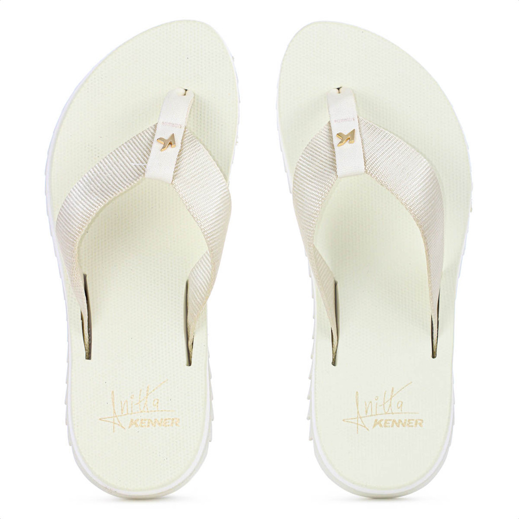 Chinelo Kenner Kyra Anitta Off White e Bege - Feminino em Oferta na Shopee