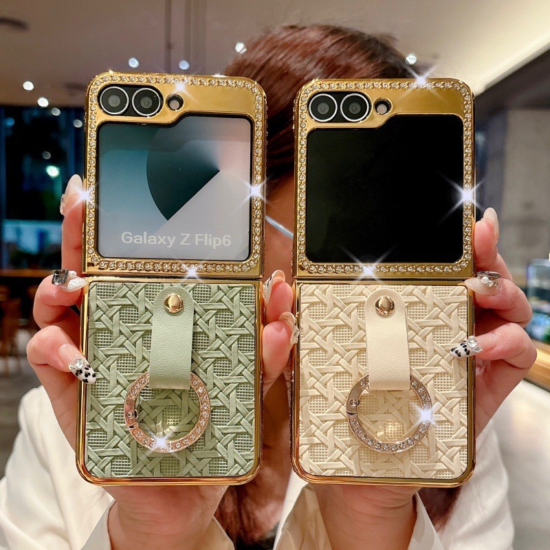 Para Samsung Galaxy Z Flip 7 6 5 4 3 Flip7 Flip6 Flip5 Flip4 Flip3 Capa De Proteção Moda Galvanoplastia Flash Diamante L