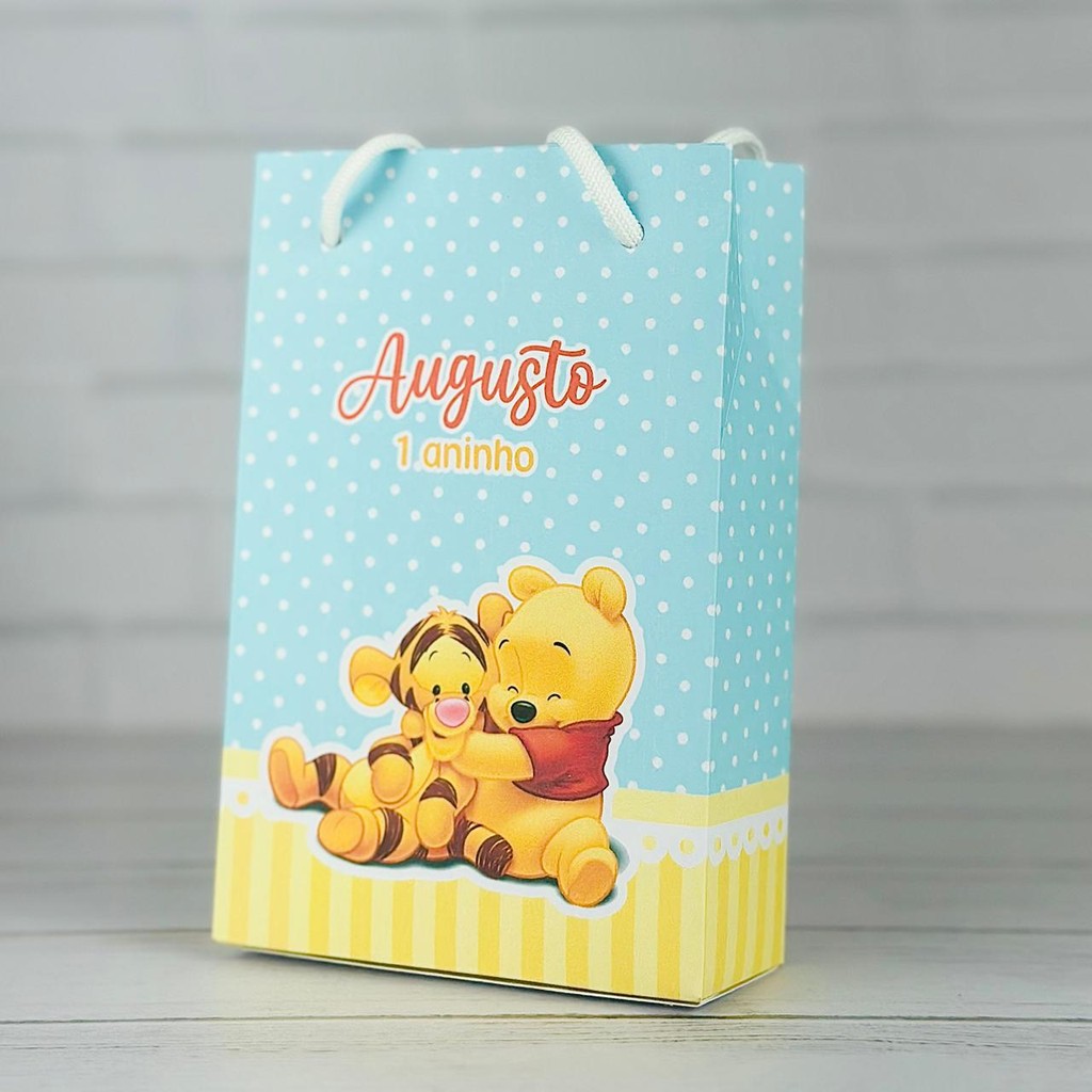 Sacolinha Ursinho Pooh | Personalizada Com Nome | Mimos Festa Aniversário Lembrancinhas Personalizados Sacola de Doces