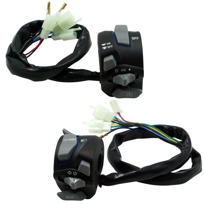 Interruptor de Guidão de Motocicleta 7/8'' 22mm com Luz de Aviso, Sinalizador, Buzina, Botão de Partida e Desligamento c