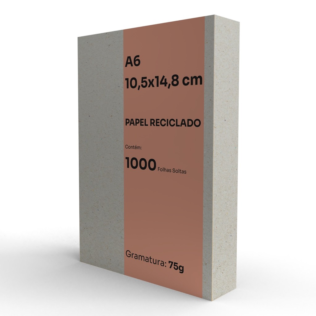 Papel Sulfite A6 Reciclado 1000 Folhas 75g Para Impressão