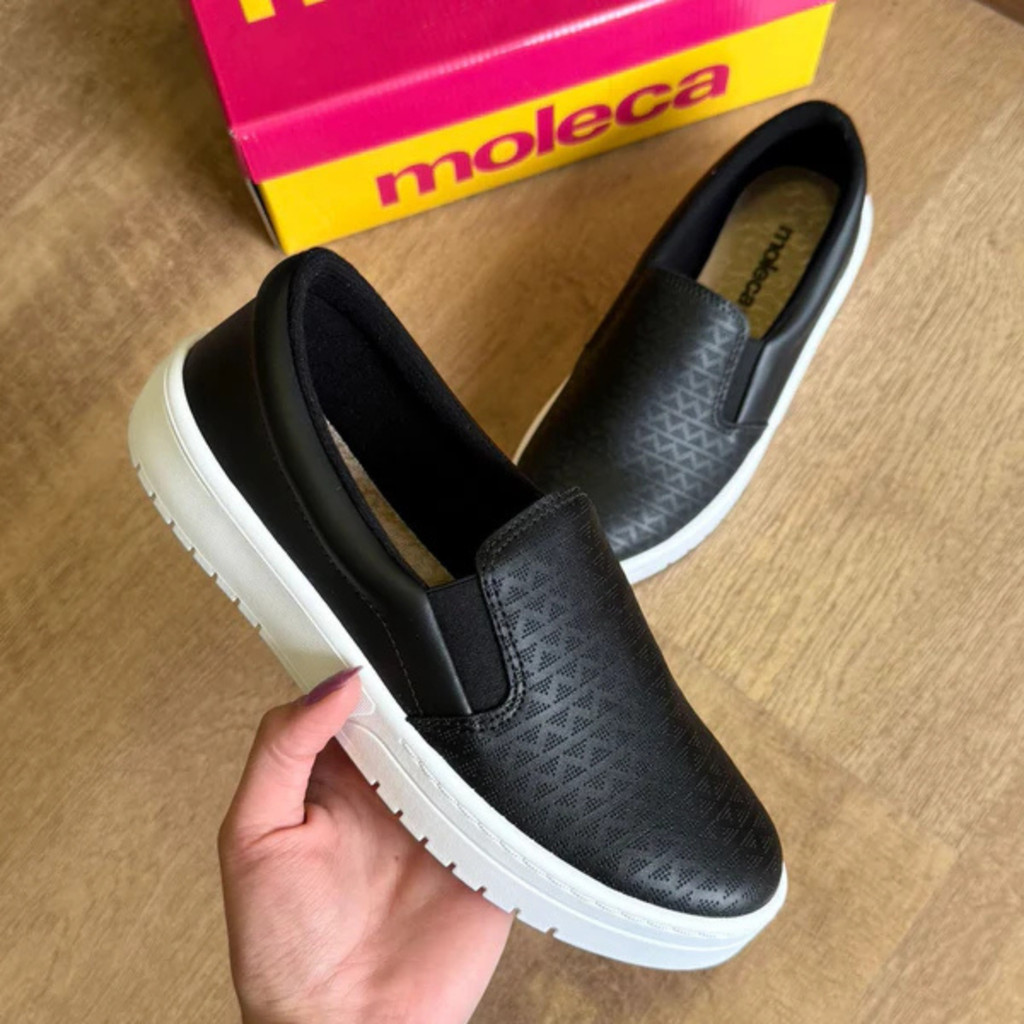 Tenis Feminino Moleca Sem Cadarço Slip On Calce Fácil Macio Enfermagem Original