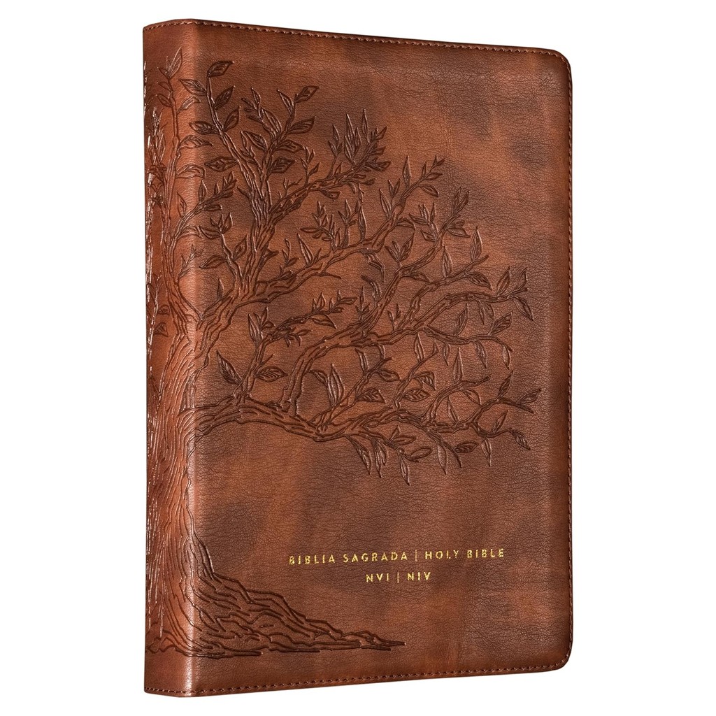 Bíblia Bilíngue | Português e Inglês | NVI | Leitura Perfeita | Capa Couro-soft Caramelo em Oferta na Shopee