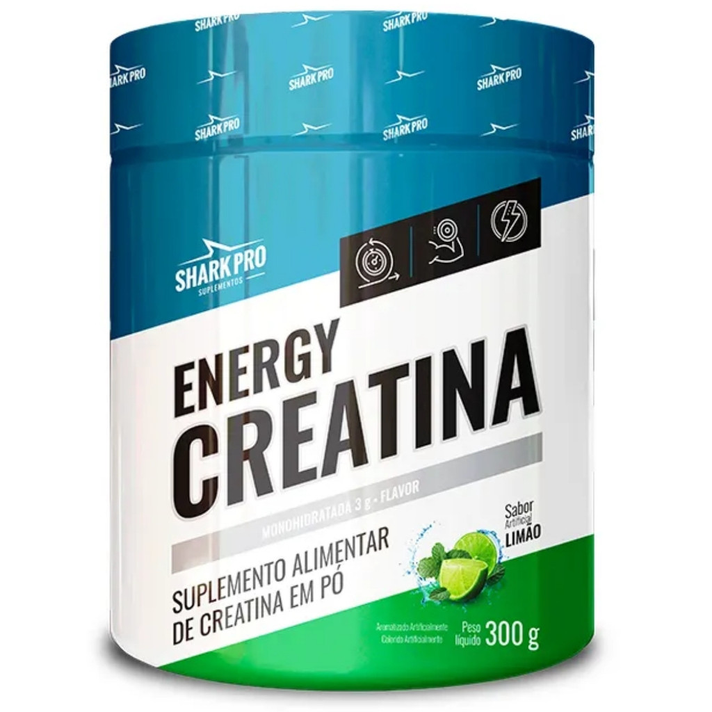 Energy Creatina Flavor Pote 300g Sabor Limão Shark Pro