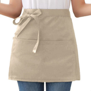 Avental Brim Cintura Curto 2 Bolsos Algodão Chef Atendimento Liso em Oferta na Shopee