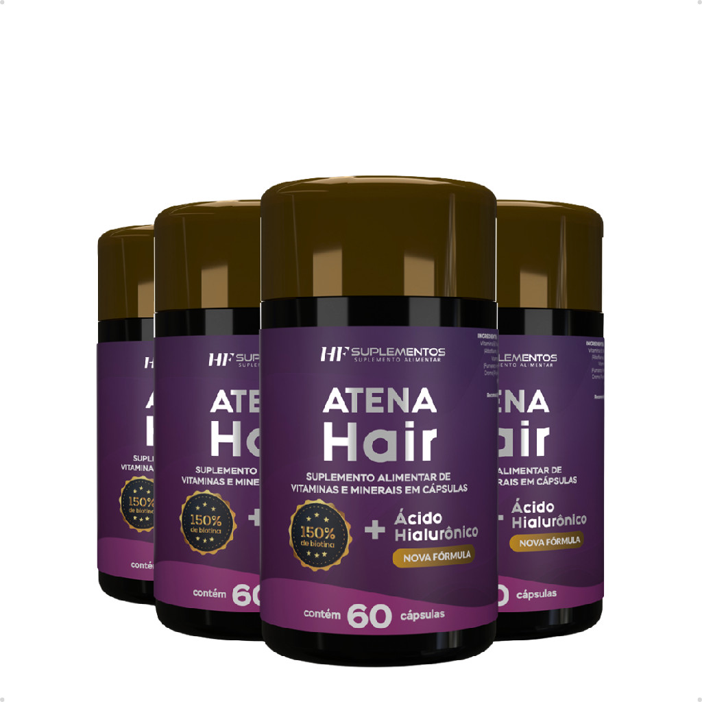 4X ATENA HAIR + ÁCIDO HIALURÔNICO 60 CAPS HF SUPLEMENTOS