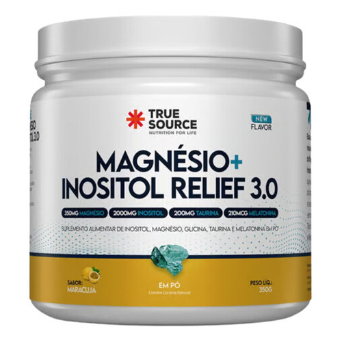 Vitaminas e Minerais Magnésio + Inositol Relief 3.0 Maracuja 350g - True Source