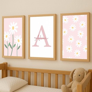Quadros Decorativos Margaridas, Kit 3 Peças Quadro Irmãs, Decoração Quarto Meninas, Moldura Fake EXC em Oferta na Shopee