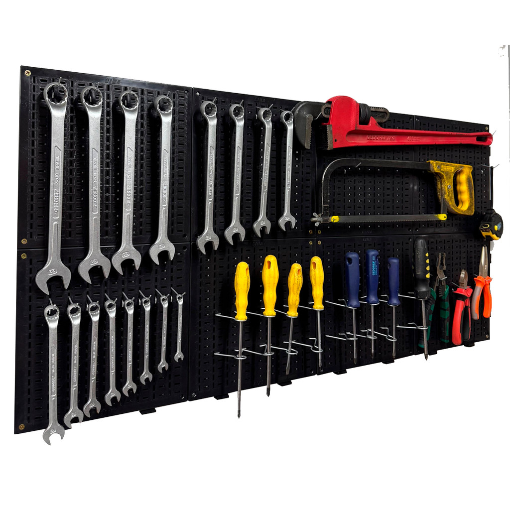 Painel Expositor Organizacional de Ferramentas Parede com Ganchos HPL 100cmx50cm Oficina Garagem