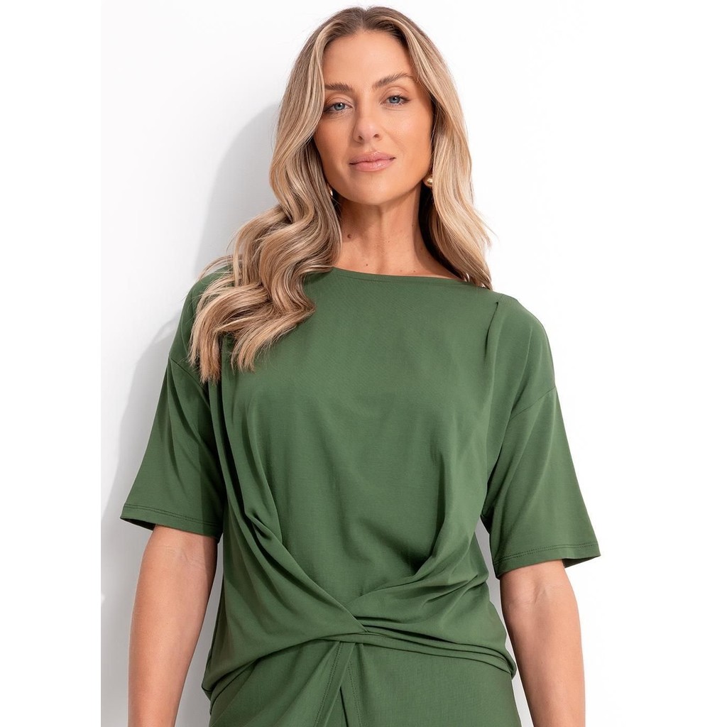 Blusa Em Malha De Viscose Verde Quintess em Oferta na Shopee