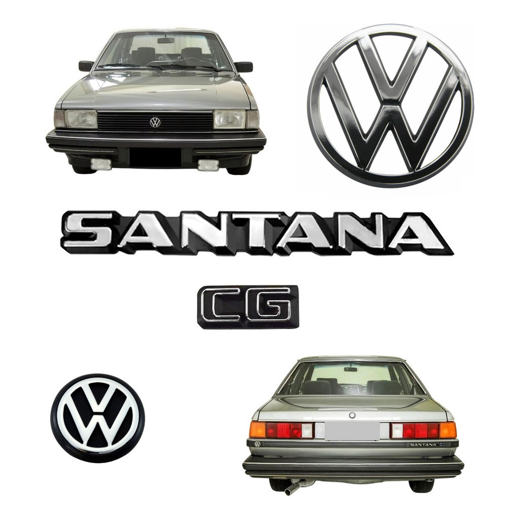 Emblemas Santana Cg + Vw Da Grade E Mala - 1984 À 1986