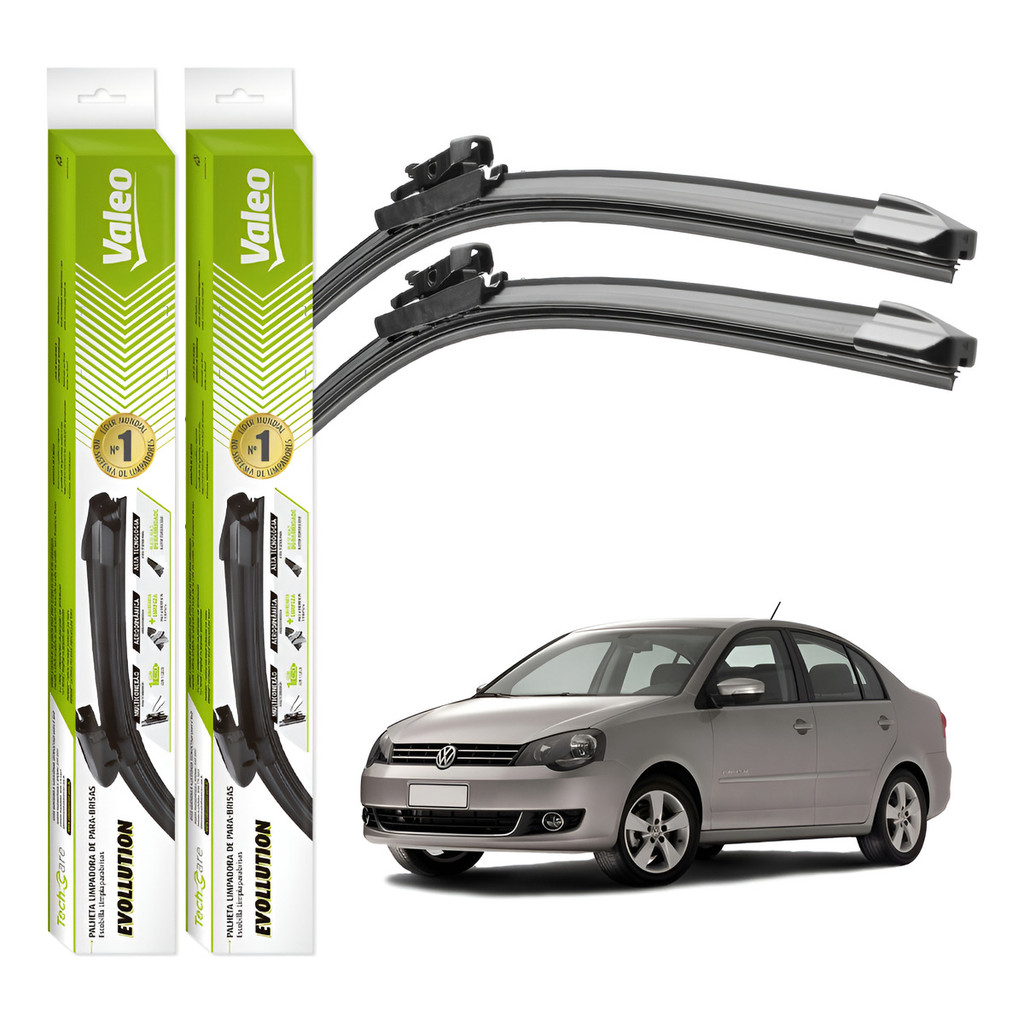 Par Palhetas Limpador Parabrisa Valeo Polo Sedan 2010 A 2015 em Oferta na Shopee