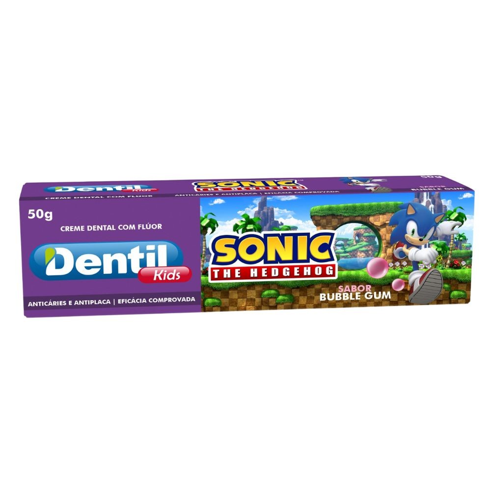 Creme Dental Dentil Kids Sonic The Hedgehog Sabor Tutti Frutti 50g em Oferta na Shopee