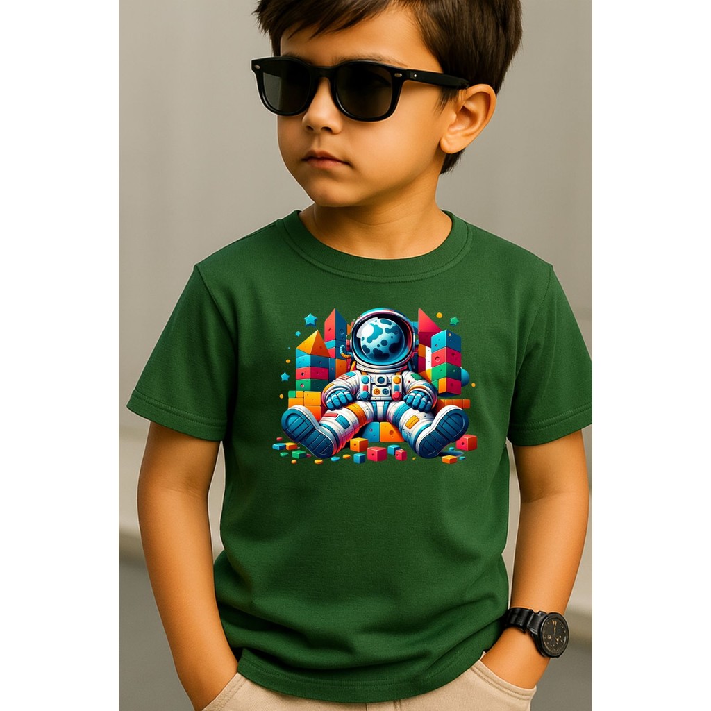 Camiseta Infantil Astronauta Algodão Presente Dia das Crianças Moda Kids Confortável
