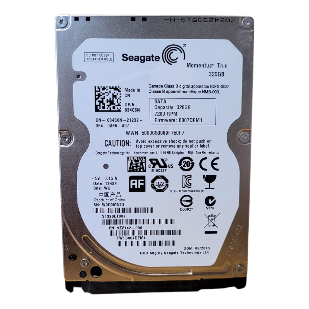 Disco Rígido Interno Hd Sata Momentus Thin 320gb St30lt007 7200k Rpm P/notebook