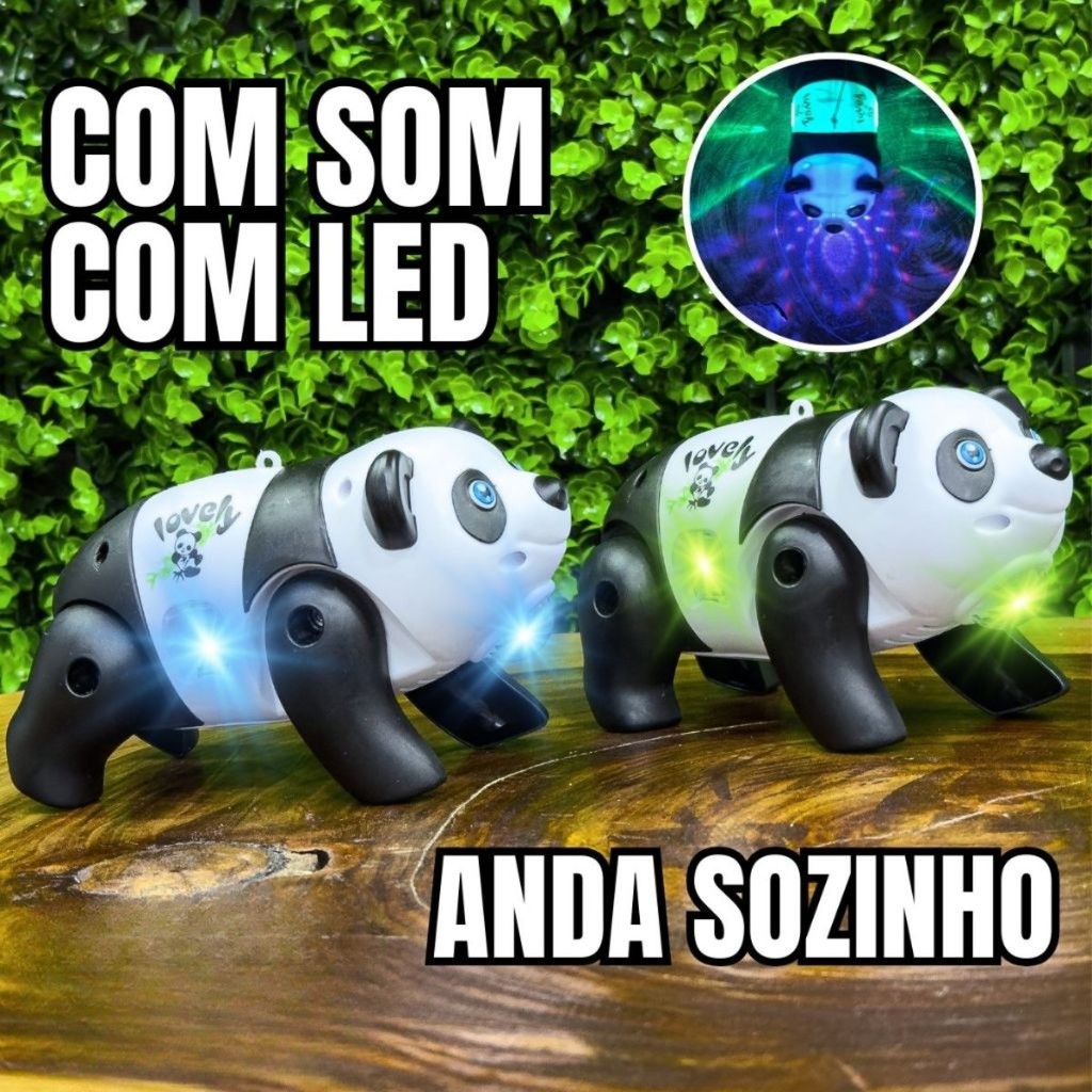 Panda Eletrônico com Movimento, Som e Luzes LED em Oferta na Shopee