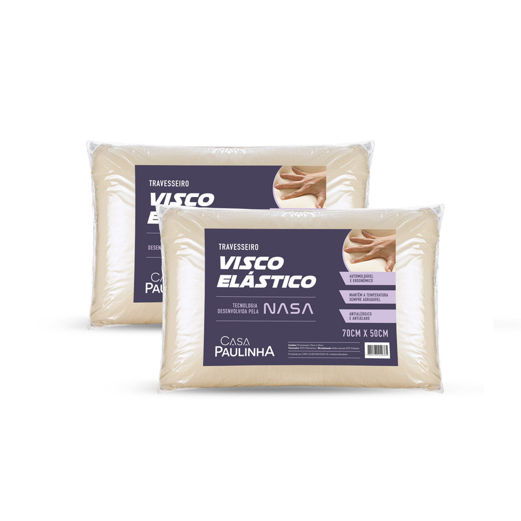 Kit 2 Travesseiro Viscoelástico 70cm X 50cm Ortopédico