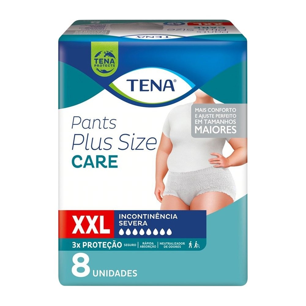 Fralda Descartável Tena Pants Adulto Roupa Íntima Plus Size Care XXG - 8 Pacotes de 8 Fraldas - Total 64 Tiras em Oferta na Shopee