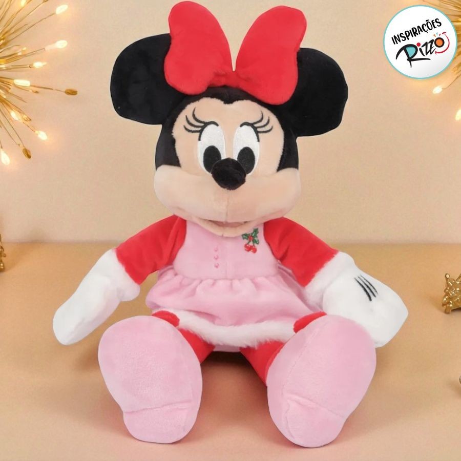 Pelúcia Minnie Mouse de Natal - Rosa - 45cm - 1 unidade - Disney Original - Rizzo em Oferta na Shopee