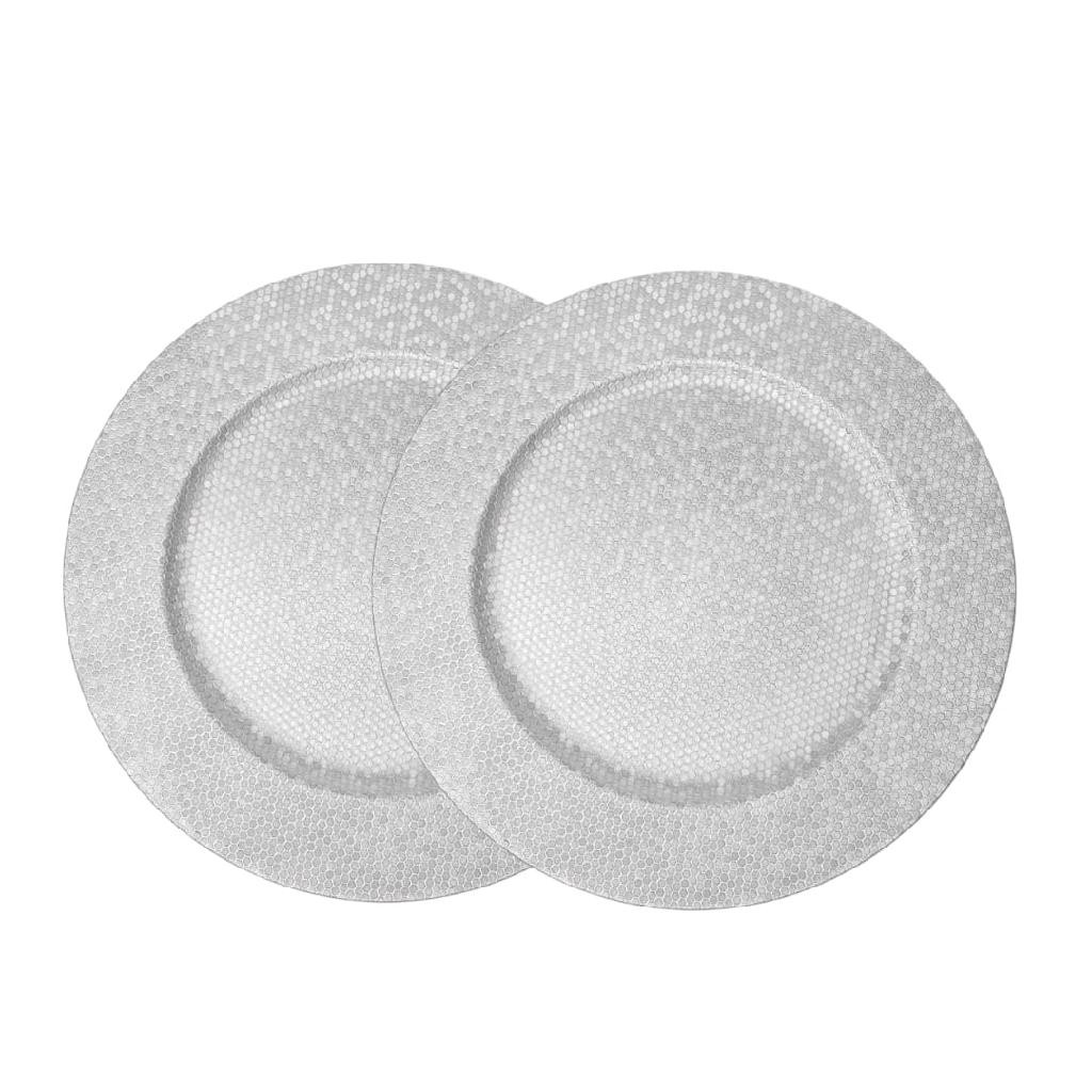 Conjunto Porta Prato Redondo Sousplat Jogo Americano 33cm Prata Dourado Decoração De Mesa Posta