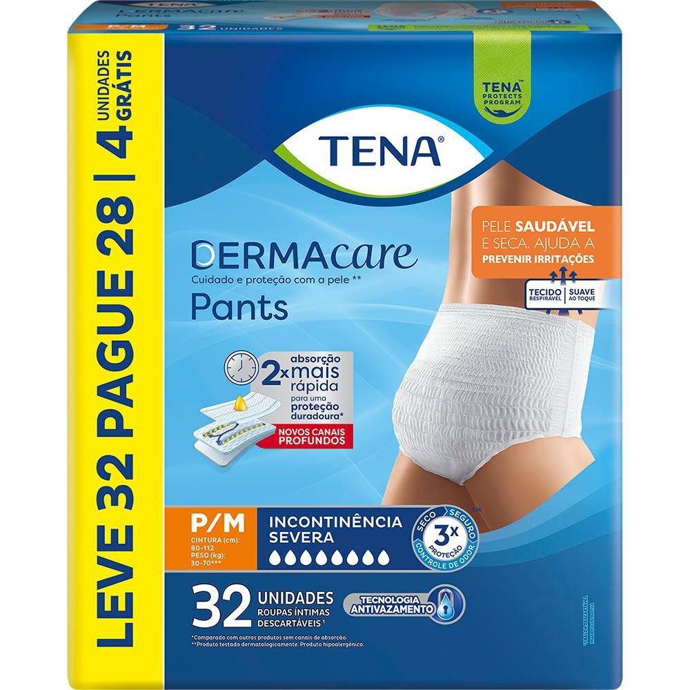 Roupa Íntima Tena Pants Dermacare P/M Leve 32 Pague 28 unidades em Oferta na Shopee