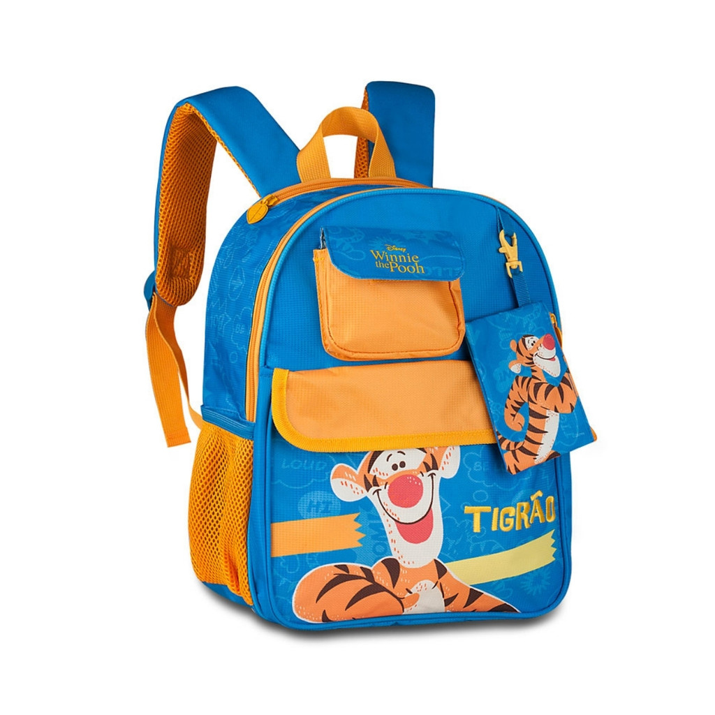 Mochila Tigrão Costas com Capuz Escolar Creche Meninos Kids