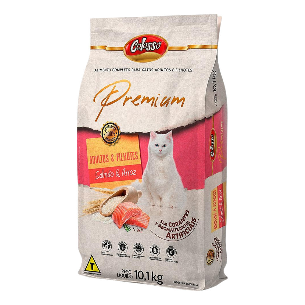 Ração Gatos Adultos E Filhotes Salmão Premium Colosso - 10kg em Oferta na Shopee