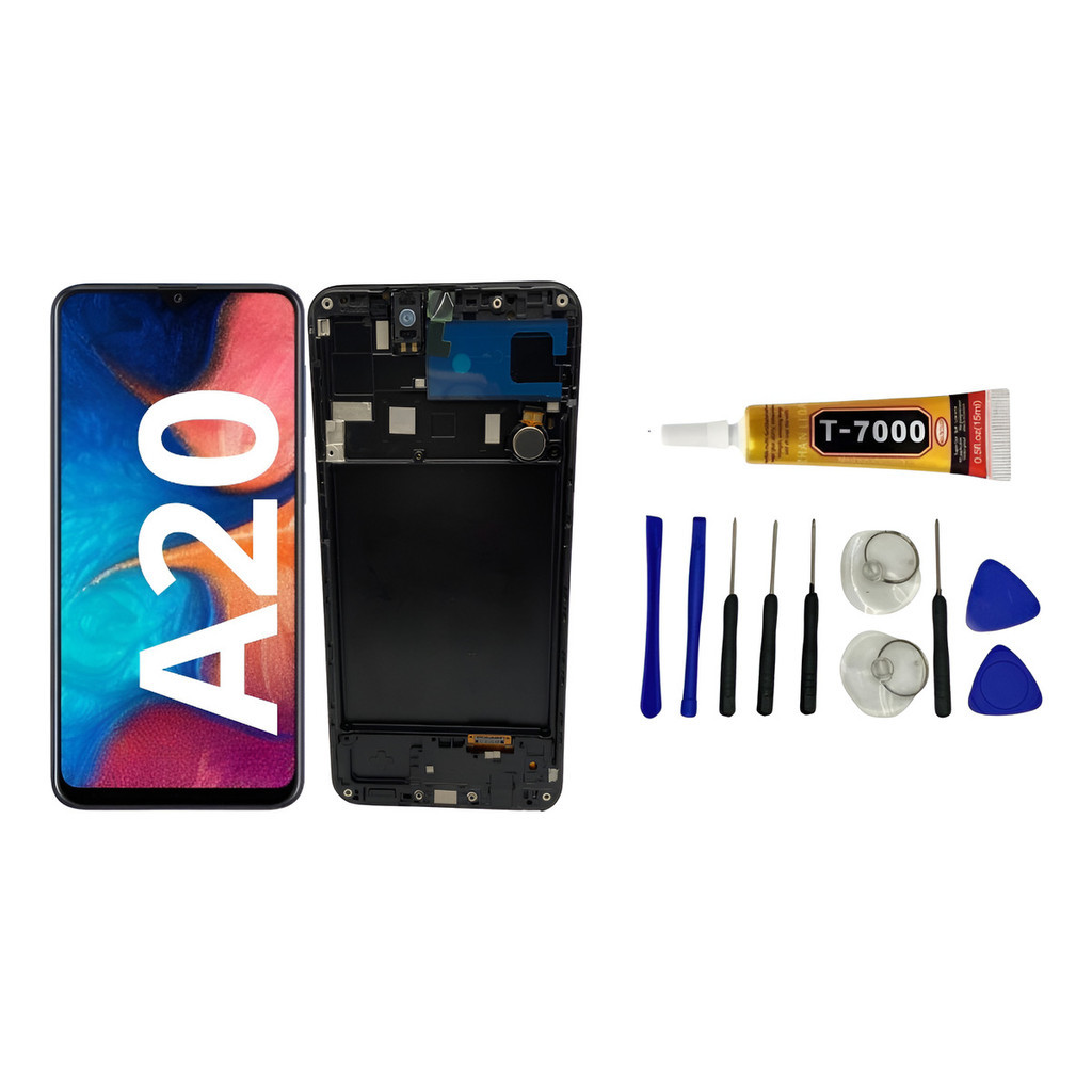 Tela Display Compatível Galaxy A20 Com Aro Amoled A205 A205g  SM-A205F, SM-A205FN, SM-A205G, SM-A205GN, SM-A205W, SM-A20